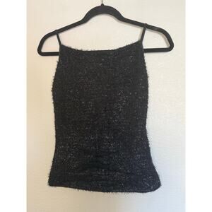 The Limited Women's Backless Tank Top Y2k Shimmer Sexy Party Black Eyelash Large